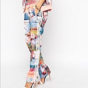 adidas track pants floral